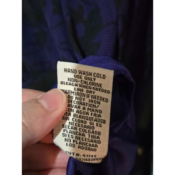 Eci New York Women Purple Dark Floral Blouse Size Medium Whimsigoth Fairy Grunge - Picture 11 of 12